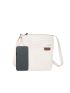 Mini Letter Patch Square Bag Beige Pocket Front Adjustable Strap For Daily