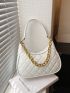 Quilted Hobo Bag Beige Chain Decor For Daily