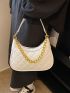Quilted Hobo Bag Beige Chain Decor For Daily