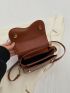 Mini Saddle Bag Elegant Brown Magnetic Flap PU