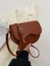 Mini Saddle Bag Elegant Brown Magnetic Flap PU