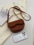 Mini Saddle Bag Elegant Brown Magnetic Flap PU