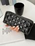 Black Long Wallet Fashionable Argyle Quilted Zipper PU