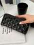 Black Long Wallet Fashionable Argyle Quilted Zipper PU