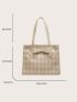 Small Shoulder Tote Bag Fashionable Argyle Pattern Bow Decor PU