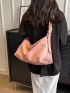 Large Capacity Hobo Bag Minimalist Pink PU