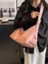 Large Capacity Hobo Bag Minimalist Pink PU