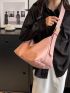 Large Capacity Hobo Bag Minimalist Pink PU