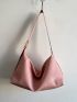 Large Capacity Hobo Bag Minimalist Pink PU