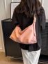 Large Capacity Hobo Bag Minimalist Pink PU