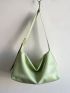 Large Capacity Hobo Bag Minimalist Green PU