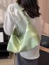 Large Capacity Hobo Bag Minimalist Green PU