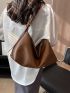 Large Capacity Hobo Bag Minimalist Brown PU