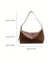 Large Capacity Hobo Bag Minimalist Brown PU