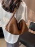 Large Capacity Hobo Bag Minimalist Brown PU