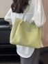 Heart Embossed Shoulder Tote Bag Fashionable Letter Patch Decor Chain PU