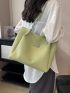 Heart Embossed Shoulder Tote Bag Fashionable Letter Patch Decor Chain PU