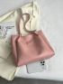 Heart Embossed Shoulder Tote Bag Fashionable Letter Patch Decor Chain PU