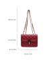 Mini Square Bag Fashionable Argyle Quilted Metal Lock Flap Chain PU