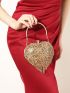 Mini Novelty Bag Glamorous Rhinestone Tassel Decor Heart Design Chain For Party