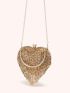 Mini Novelty Bag Glamorous Rhinestone Tassel Decor Heart Design Chain For Party