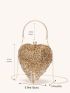 Mini Novelty Bag Glamorous Rhinestone Tassel Decor Heart Design Chain For Party