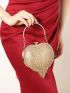 Mini Novelty Bag Glamorous Rhinestone Tassel Decor Heart Design Chain For Party