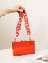 Mini Box Bag Funky Neon-red Transparent Chain