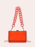 Mini Box Bag Funky Neon-red Transparent Chain