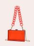 Mini Box Bag Funky Neon-red Transparent Chain