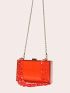 Mini Box Bag Funky Neon-red Transparent Chain