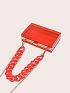 Mini Box Bag Funky Neon-red Transparent Chain