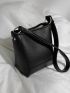 Mini Bucket Bag Litchi Embossed PU Black