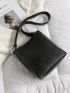 Mini Bucket Bag Litchi Embossed PU Black