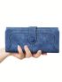 PU Long Wallet Blue Stitch Detail