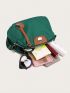 Small Square Bag Green Waterproof Adjustable Strap For Daily