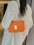 Mini Square Bag Funky Neon Orange Quilted Twist Lock Chain Flap PU