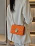 Mini Square Bag Funky Neon Orange Quilted Twist Lock Chain Flap PU