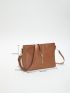 Brown Square Bag Crocodile Embossed Tassel Decor Adjustable Strap PU