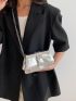 Small Square Bag Funky Metallic Buckle Decor Chain Flap PU