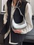 PU Hobo Bag Crocodile Embossed Top-Handle Silver