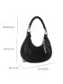 PU Hobo Bag Crocodile Embossed Tassel Decor Black