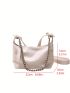 PU Hobo Bag Chain Decor Zipper Pink