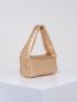 PU Square Bag Zipper Embossed Detail Top-Handle