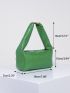 PU Square Bag Zipper Embossed Detail Top-Handle Green