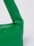 PU Square Bag Zipper Embossed Detail Top-Handle Green