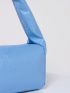 PU Square Bag Zipper Embossed Detail Top-Handle Blue