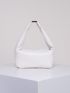 PU Square Bag Zipper Embossed Detail Top-Handle White