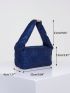 Navy Blue Square Bag Paisley Pattern Zipper Top-Handle