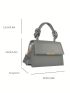 Small Square Bag Silver Metal Decor Top Handle